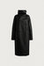 Vegan leather faux fur lined coat in black — main image