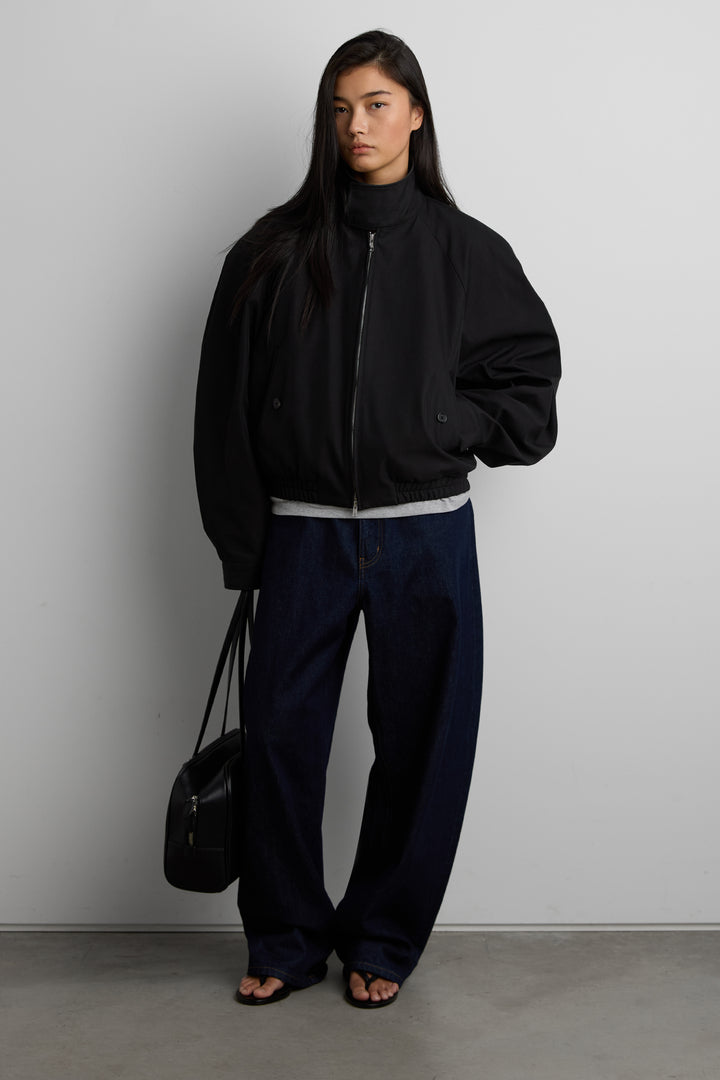 STRUCTURED FUNNEL NECK JACKET in Black — alternate angle