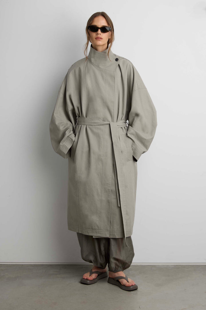 OVERSIZED OPEN FRONT COAT in Gray — alternate angle