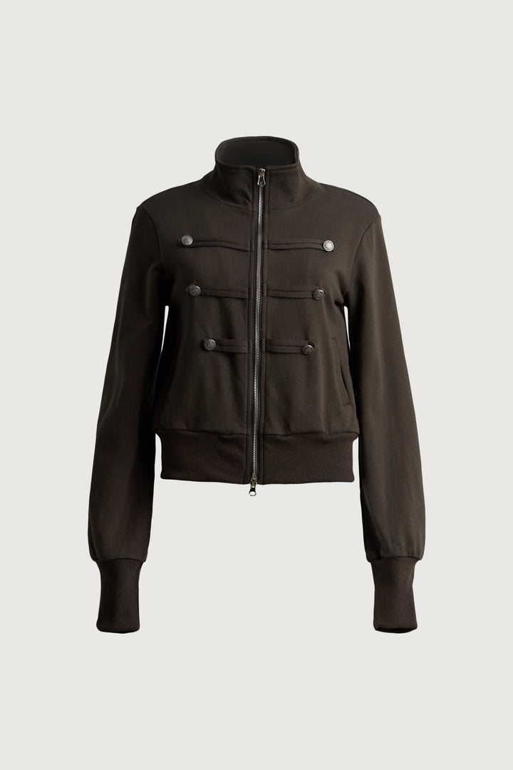 MILITARY STYLE ZIP-UP JACKET in Taupe — alternate angle