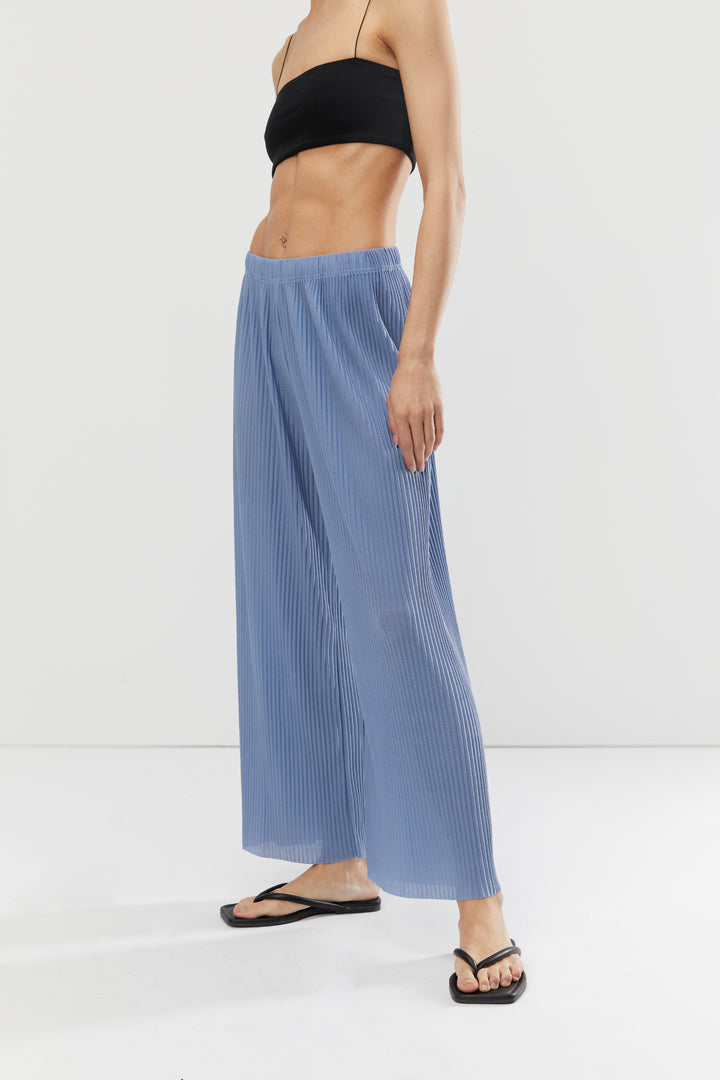 WIDE LEG PLEATED PANT in Misty Blue — alternate angle