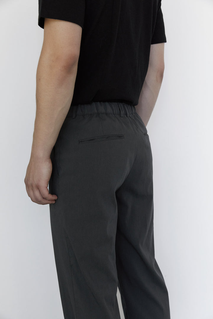STRAIGHT LEG PANT WITH PLEATS in Dark Gray — alternate angle