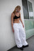 Wide leg parachute pant in white — main image