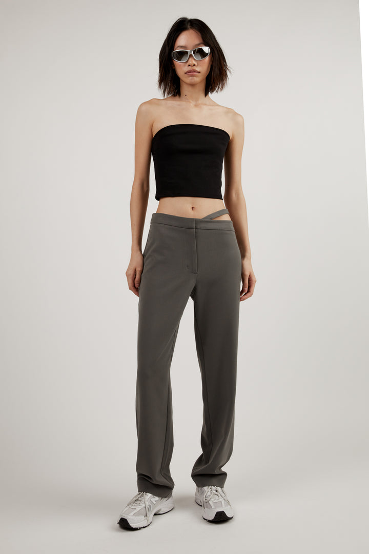 ASYMMETRIC WAIST PANT in Gunmetal — alternate angle