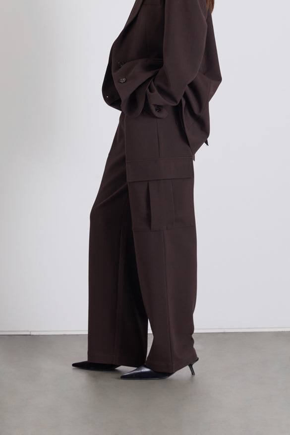 WOVEN CARGO TROUSER in Coffee Bean — alternate angle