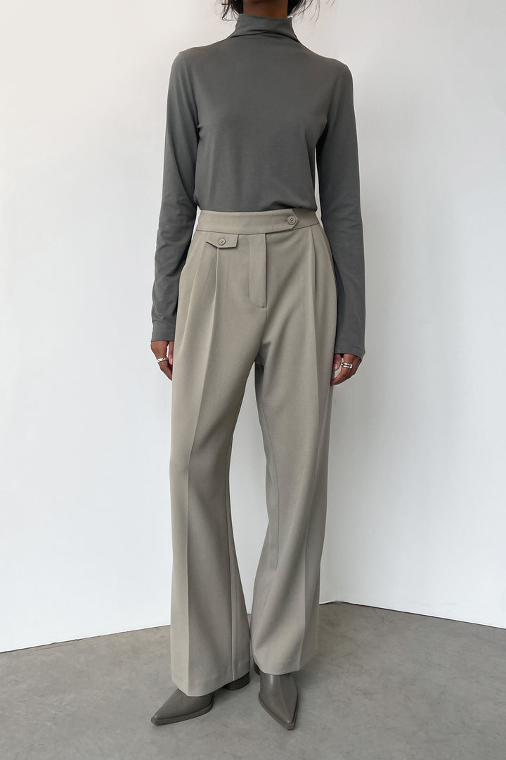 WIDE LEG TROUSER WITH WAIST DETAILS in Laurel Oak — alternate angle