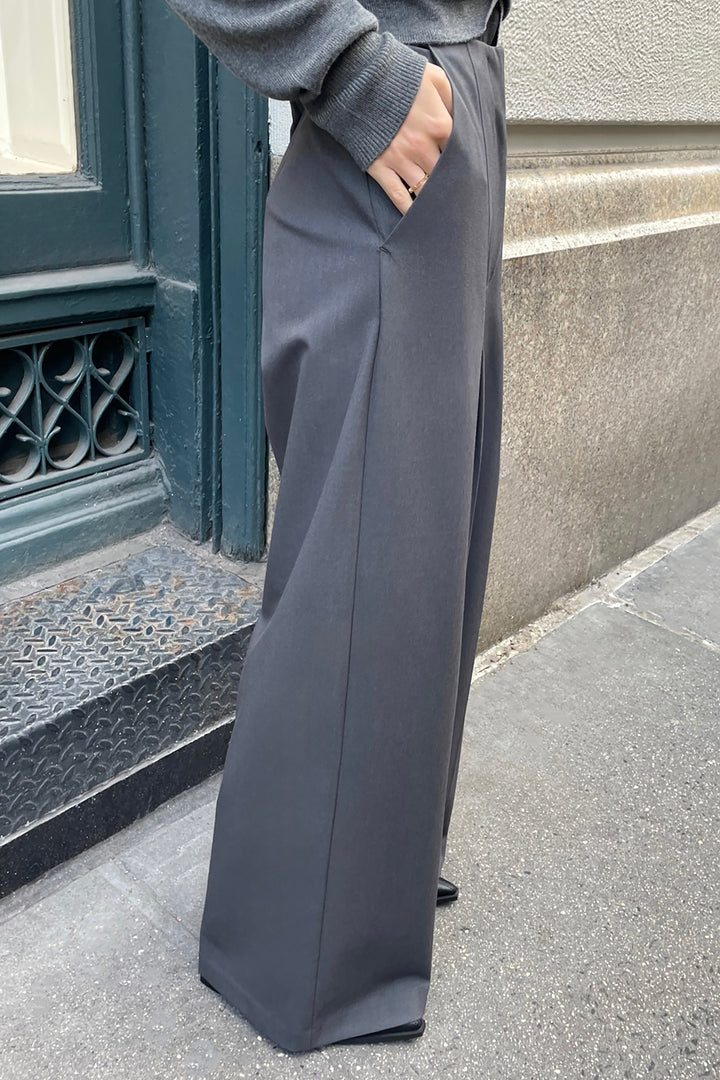 SUPER HIGH-RISE WIDE LEG SUITING PANT in Asphalt — alternate angle