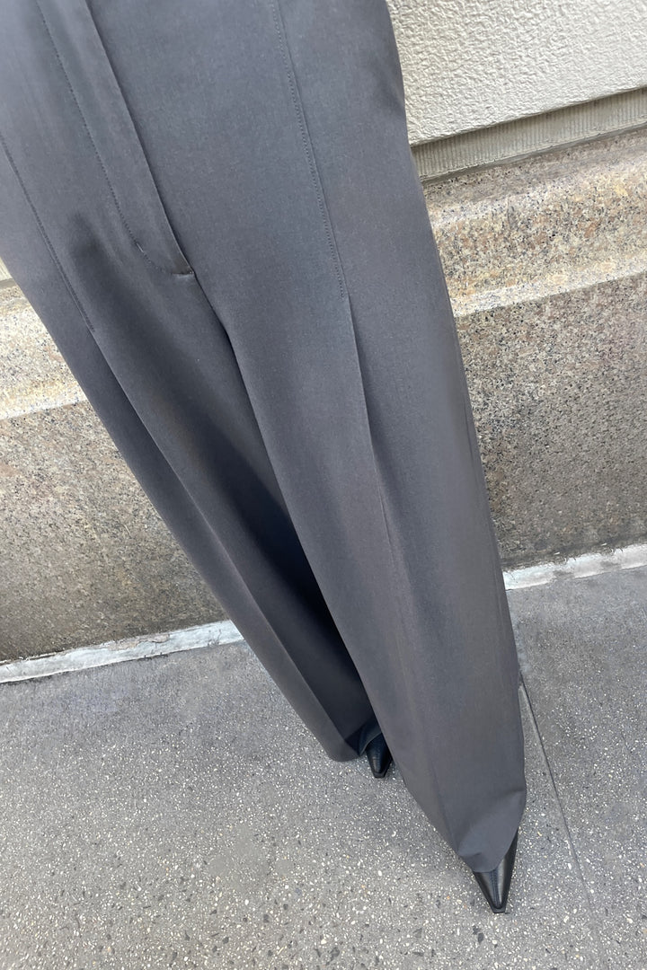 SUPER HIGH-RISE WIDE LEG SUITING PANT in Asphalt — alternate angle