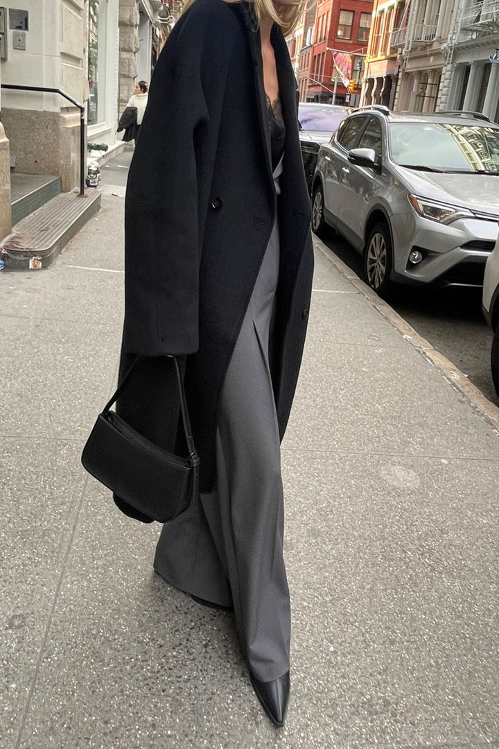 SUPER HIGH-RISE WIDE LEG SUITING PANT in Asphalt — alternate angle