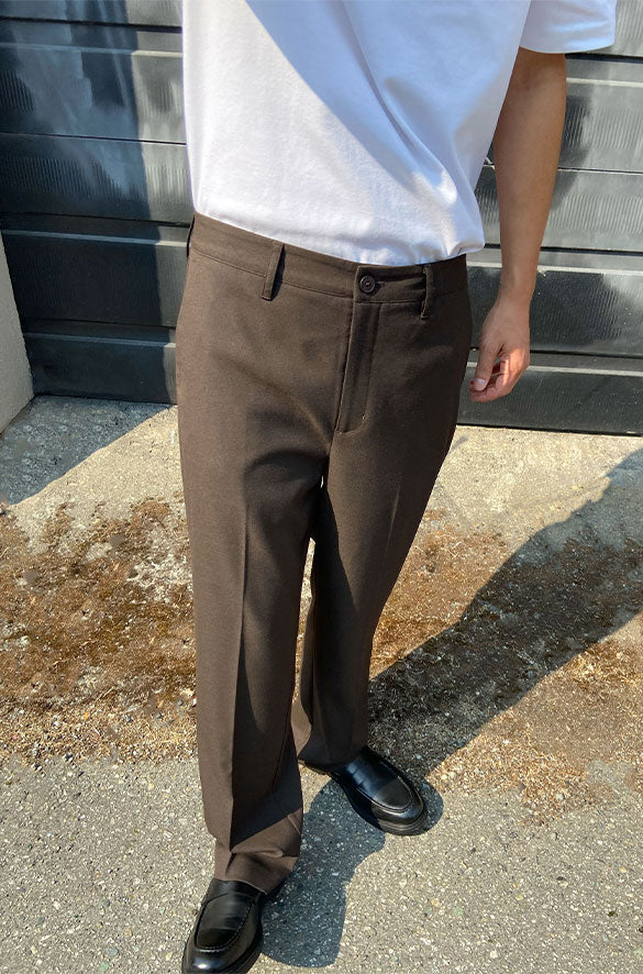RELAXED FIT SUITING TROUSER in HEATHER DARK BROWN — alternate angle