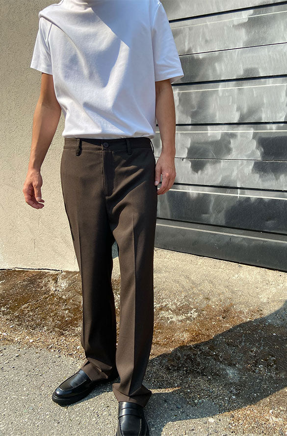 RELAXED FIT SUITING TROUSER in HEATHER DARK BROWN — alternate angle