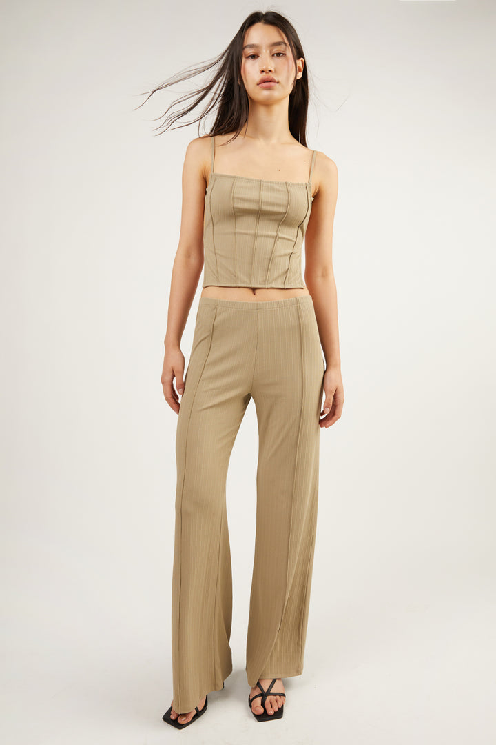 FLARED PANT WITH STITCH DETAILS in Silver Sage — alternate angle