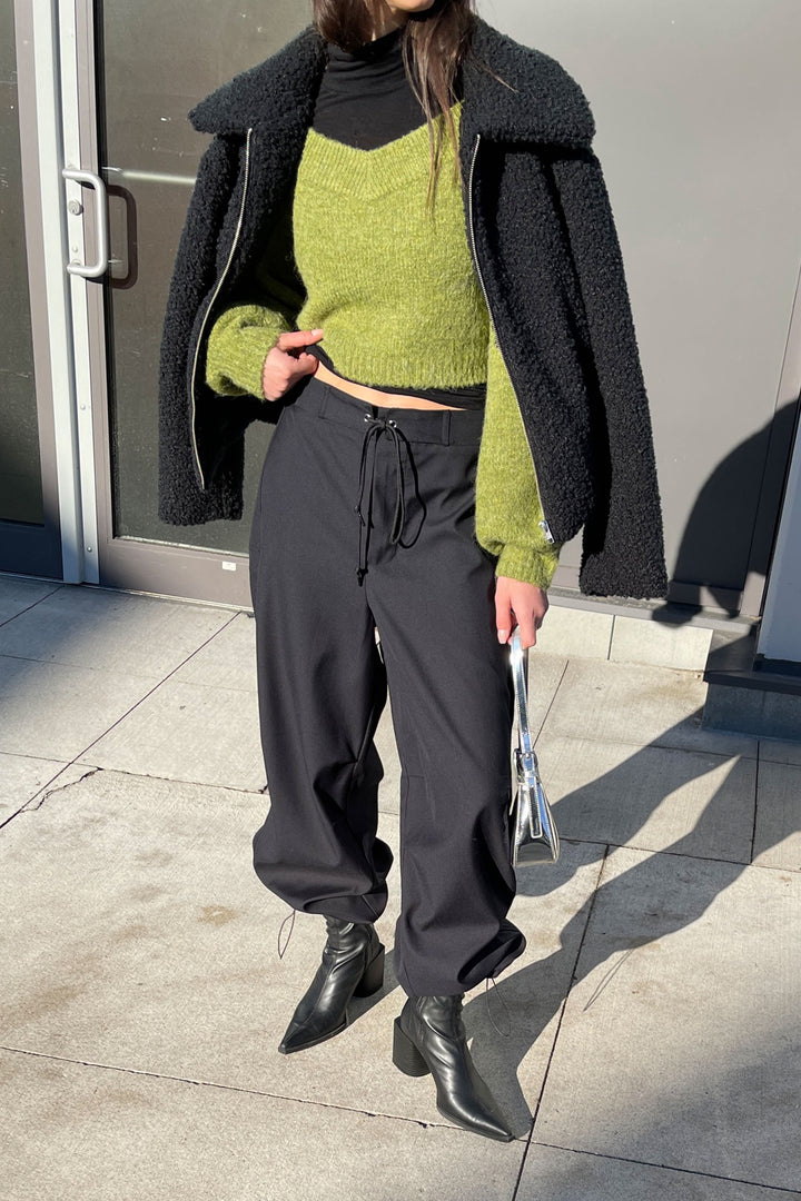 WIDE LEG PARACHUTE PANT in Black — alternate angle
