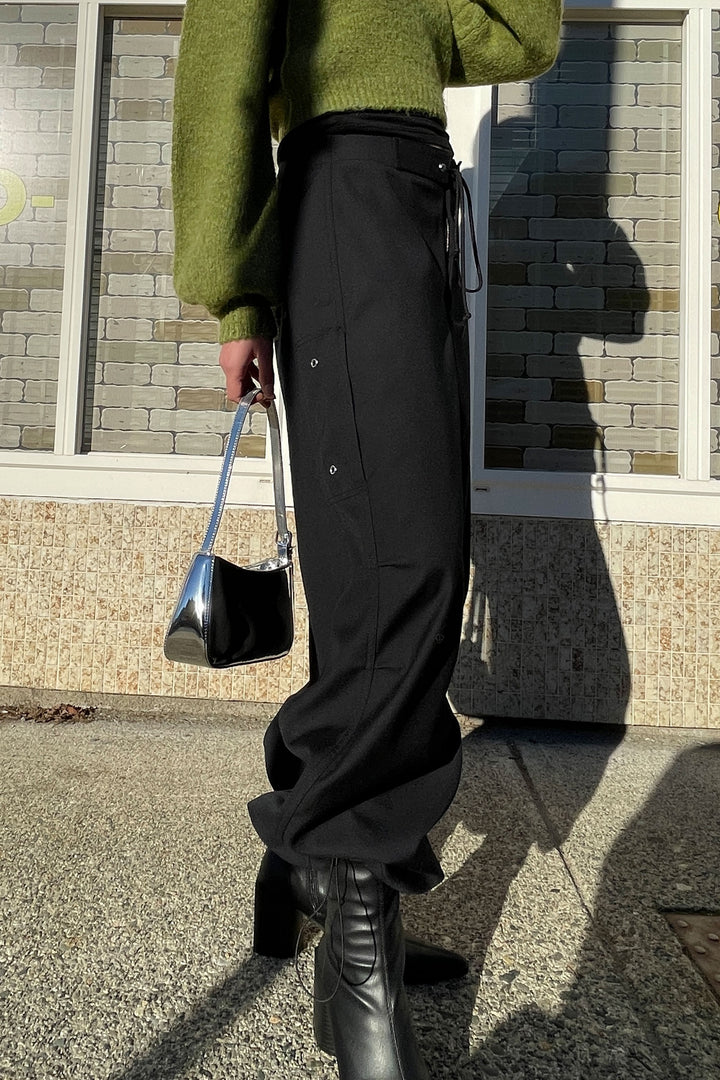 WIDE LEG PARACHUTE PANT in Black — alternate angle