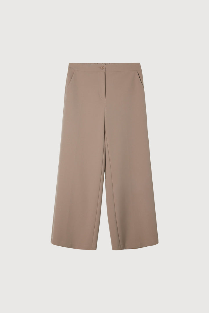 HALF ELASTIC WIDE LEG PANT in Taupe Grey — alternate angle