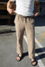 Straight leg linen blend pant in beige — main image