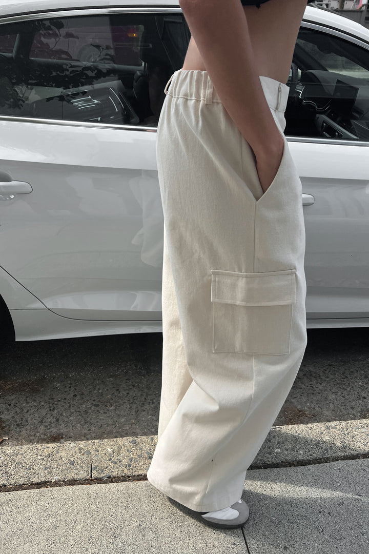 STRAIGHT LEG CARGO PANTS in Ivory — alternate angle