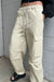 Drawstring waist cargo pant in beige — main image