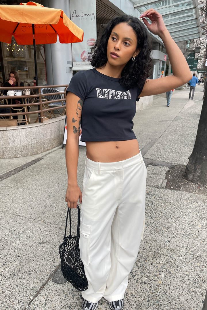 WIDE LEG SUITING PANT WITH CARGO POCKETS in Cream — alternate angle