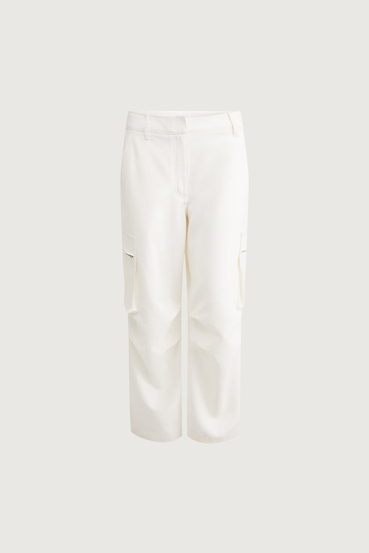 WIDE LEG SUITING PANT WITH CARGO POCKETS in Cream — alternate angle