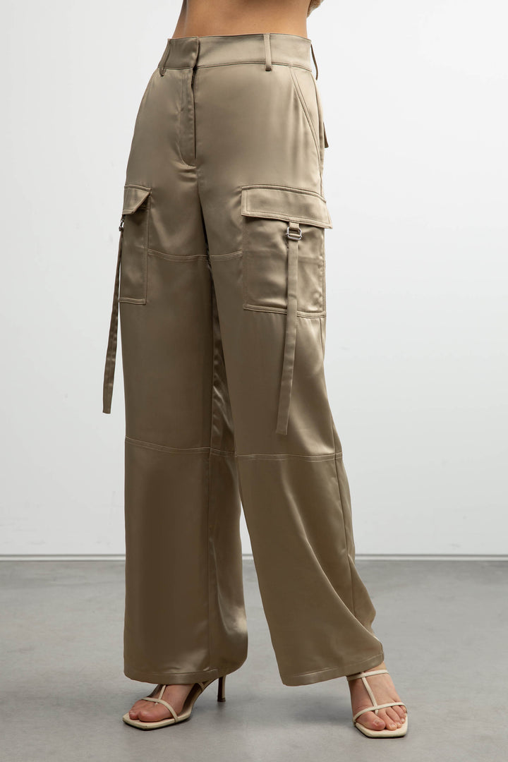 SATIN CARGO PANT in Trench Coat — alternate angle