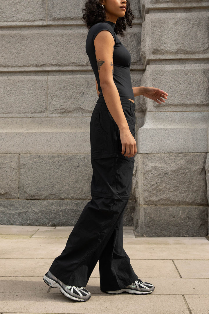 3-IN-1 ZIP-OFF NYLON PANT in Black — alternate angle