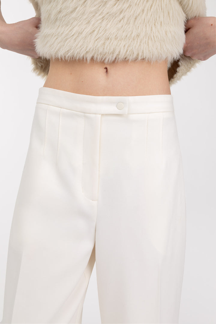 HIGH-RISE WIDE LEG TROUSER in Cream — alternate angle
