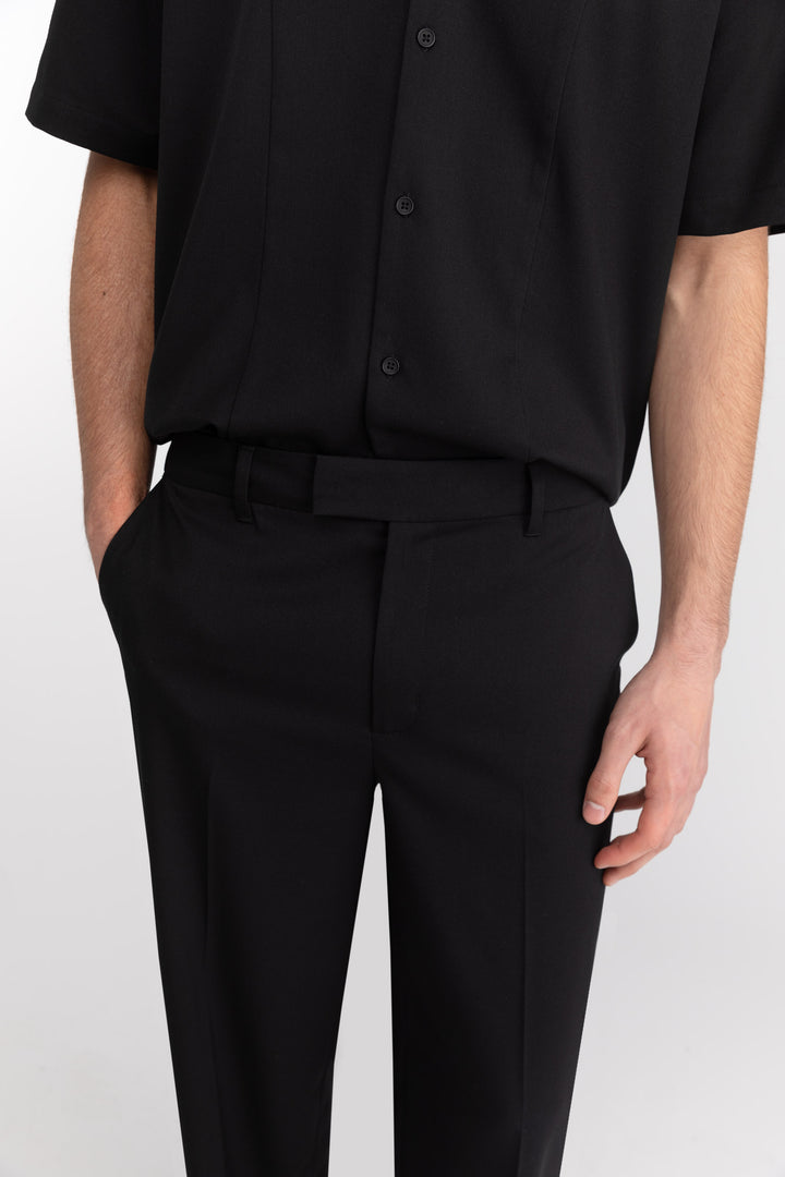 STRAIGHT LEG TROUSER in Black — alternate angle