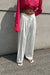 Double pleated wide leg pant in white — main image