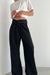 Fold-over waist wide leg pant in black — main image