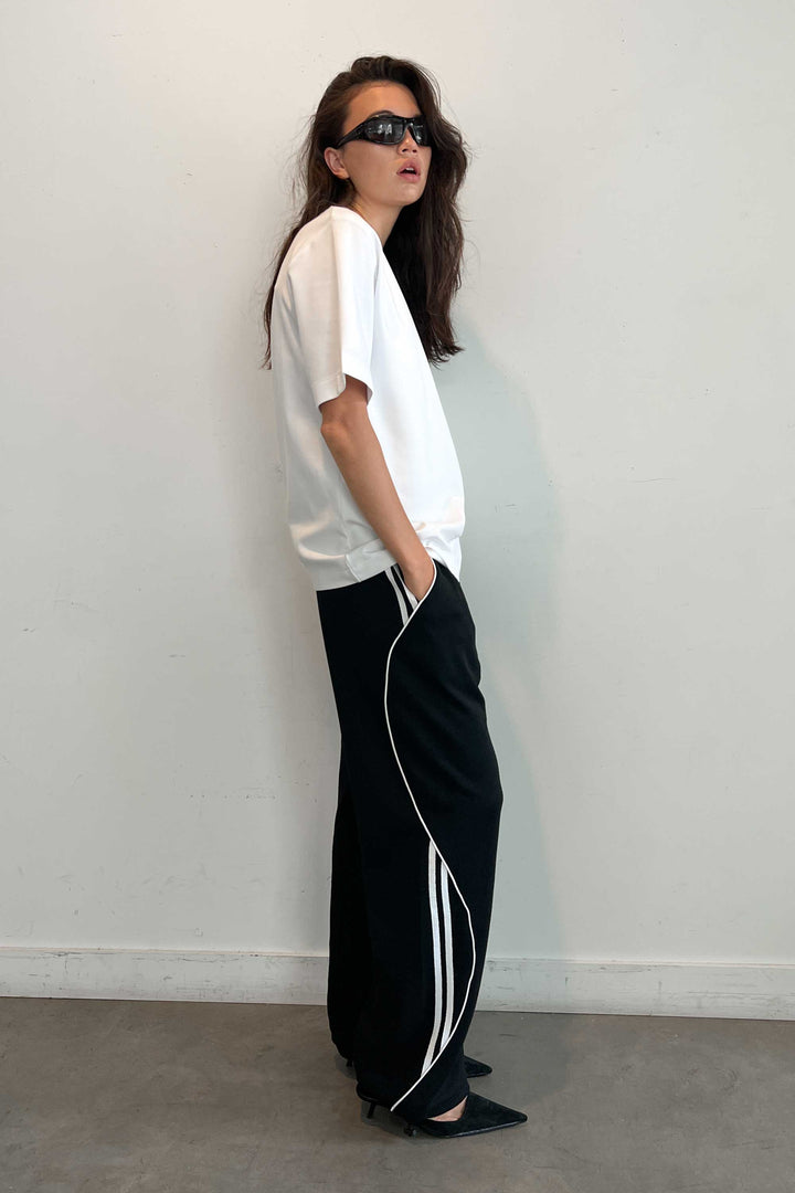 SIDE PIPING PANTS in Black — alternate angle