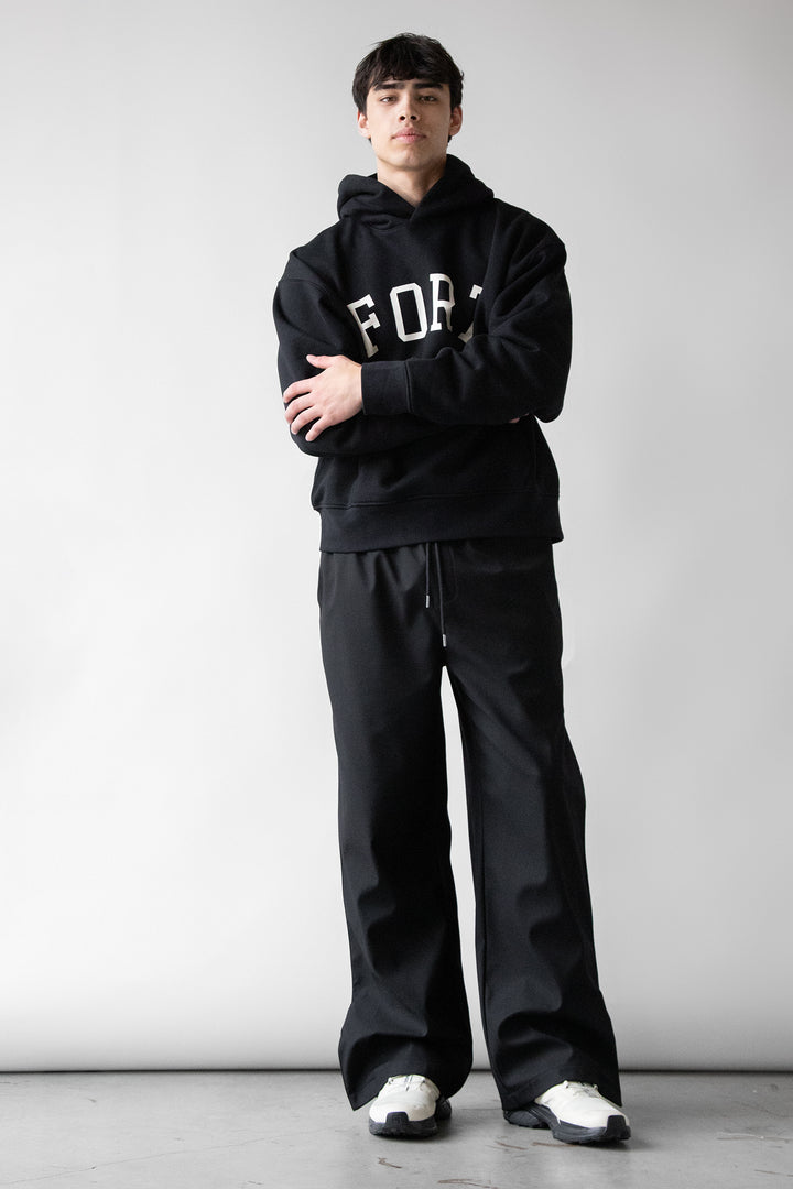ELASTIC WAIST NYLON PANT in Black — alternate angle
