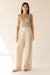 Linen blend wide leg dress pant in seashell — main image