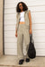 Nylon parachute wide leg pant in vetiver — main image