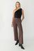 Regular length twill wide leg pant in dark cocoa — main image