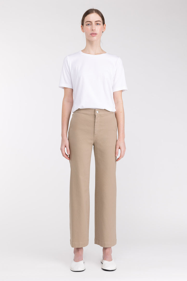 REGULAR LENGTH TWILL WIDE LEG PANT in Trench Coat — alternate angle