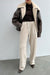 Ribbed straight leg pants in beige — main image