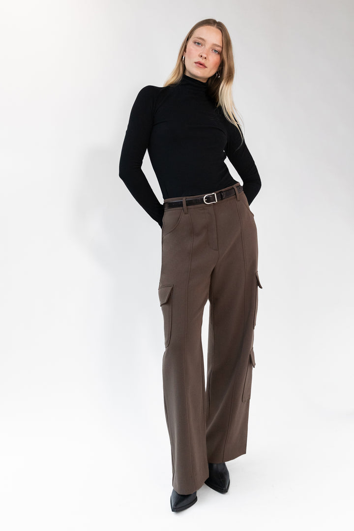 WIDE LEG CARGO SUITING PANT in Turkish Coffee — alternate angle