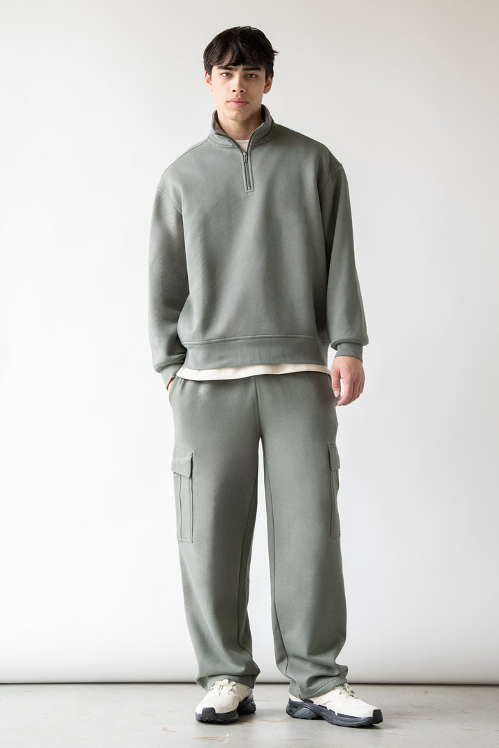 STRAIGHT LEG CARGO SWEATPANTS in Mulled Basil — alternate angle