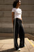 Wide leg sweatpants with side detail in black — main image