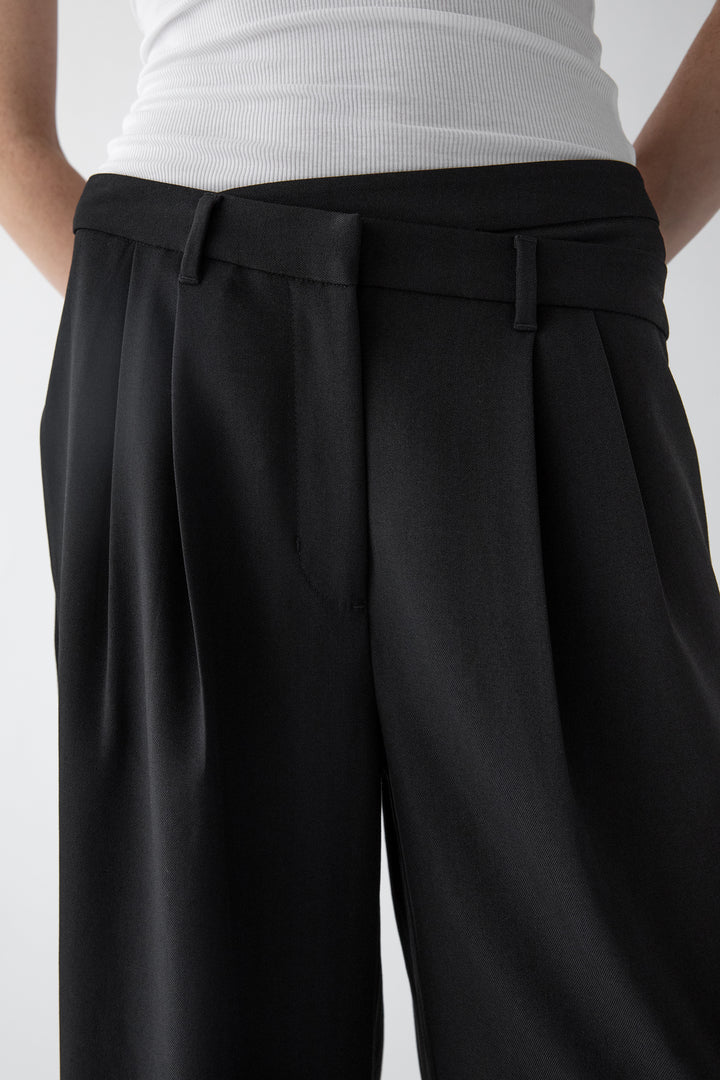 CROSSOVER WAIST WIDE LEG PANT in Black — alternate angle