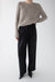 Crossover waist wide leg pant in black — main image