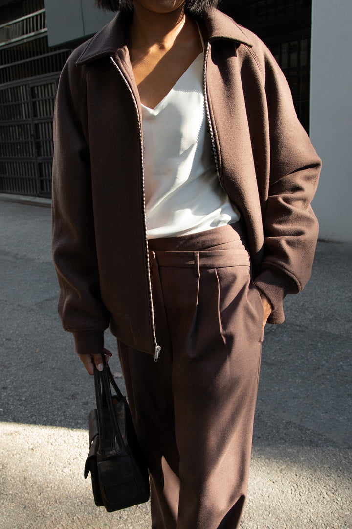 CROSSOVER WAIST WIDE LEG PANT in Dark Cocoa — alternate angle