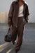 Crossover waist wide leg pant in dark cocoa — main image