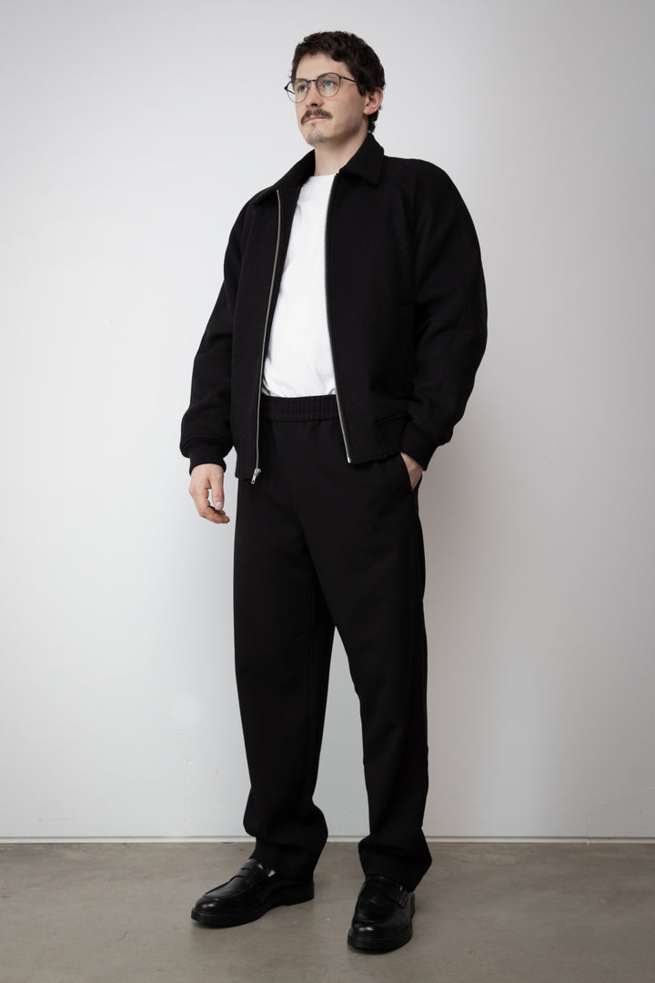 ELASTIC WAIST STRAIGHT LEG PANT in Black — alternate angle