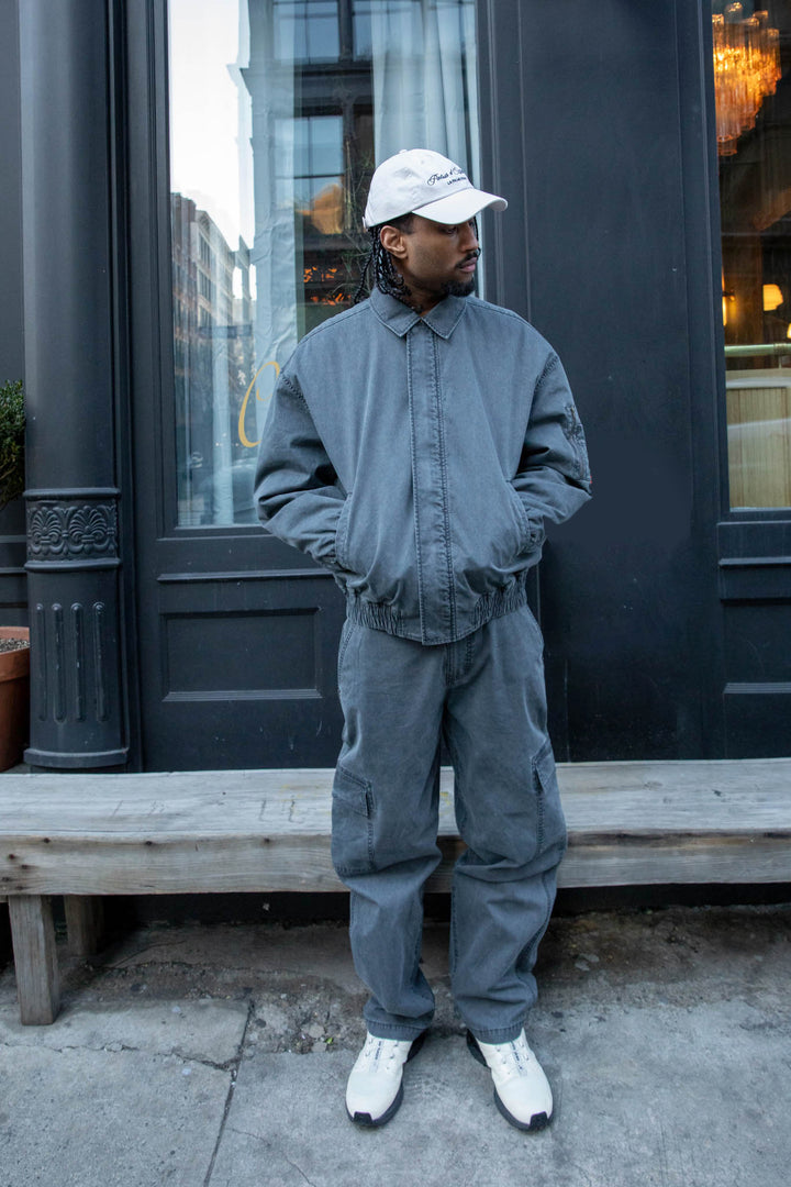 WASHED EFFECT COTTON CARGO PANT in Washed Brindle — alternate angle