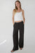 Double-knit cotton blend wide leg pant in black — main image