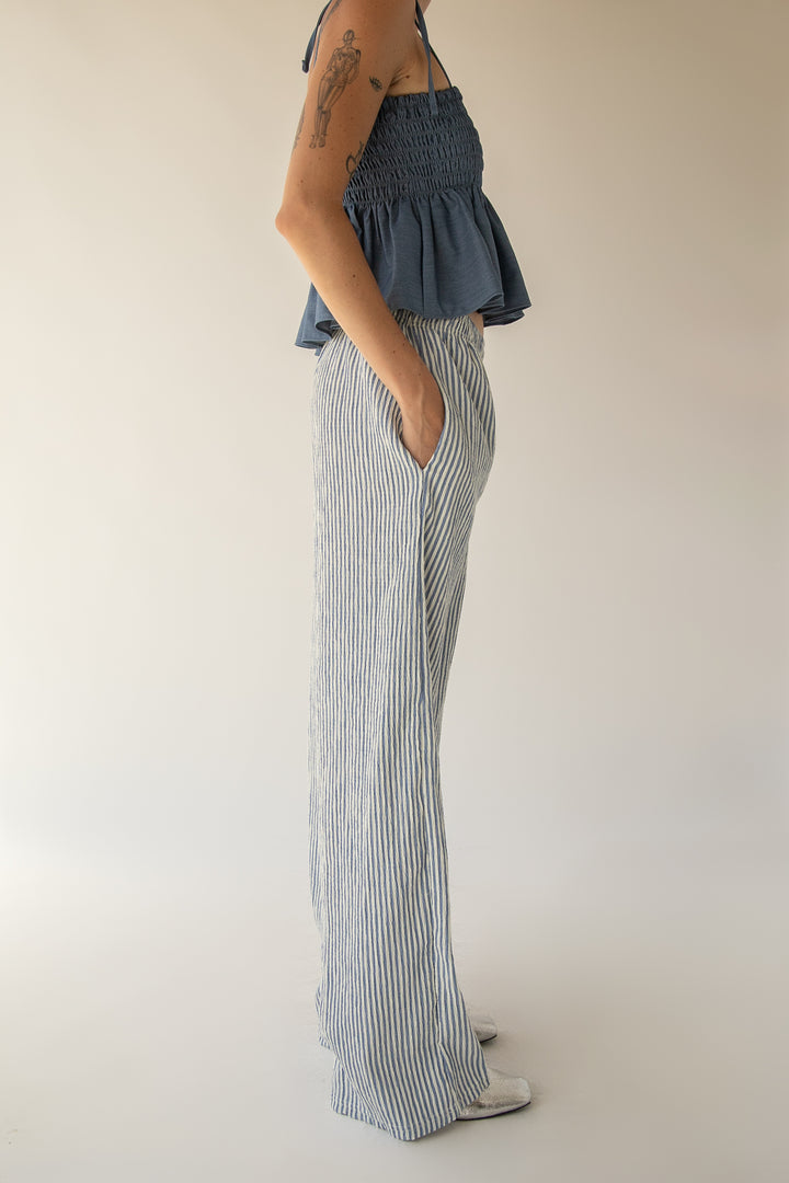 RELAXED FIT PINSTRIPE PANTS in Blue — alternate angle