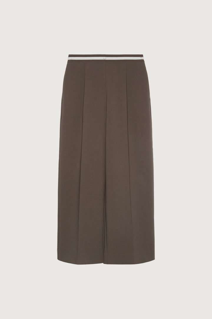STRIPED ELASTICATED WAIST STRAIGHT LEG PANT in Turkish Coffee — alternate angle