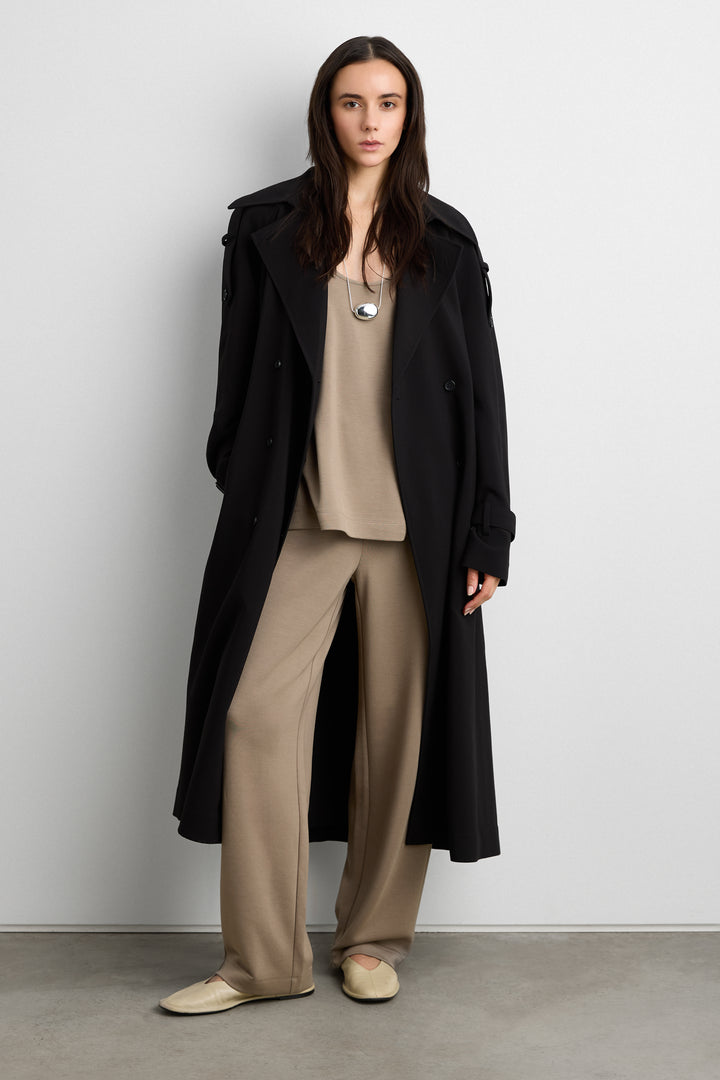 SCUBA ELASTIC WAIST STRAIGHT LEG PANT in Brindle — alternate angle